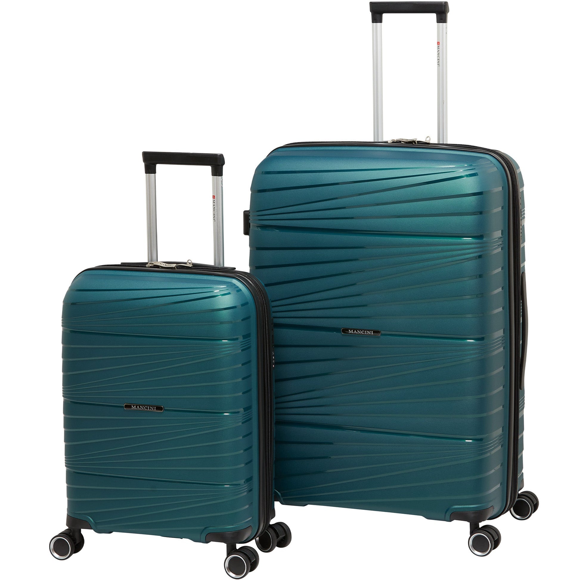 Mancini Luggage Green Mancini Bermuda Collection Polypropylene Spinner Luggage 2-Piece Set (Carry-On & Large)