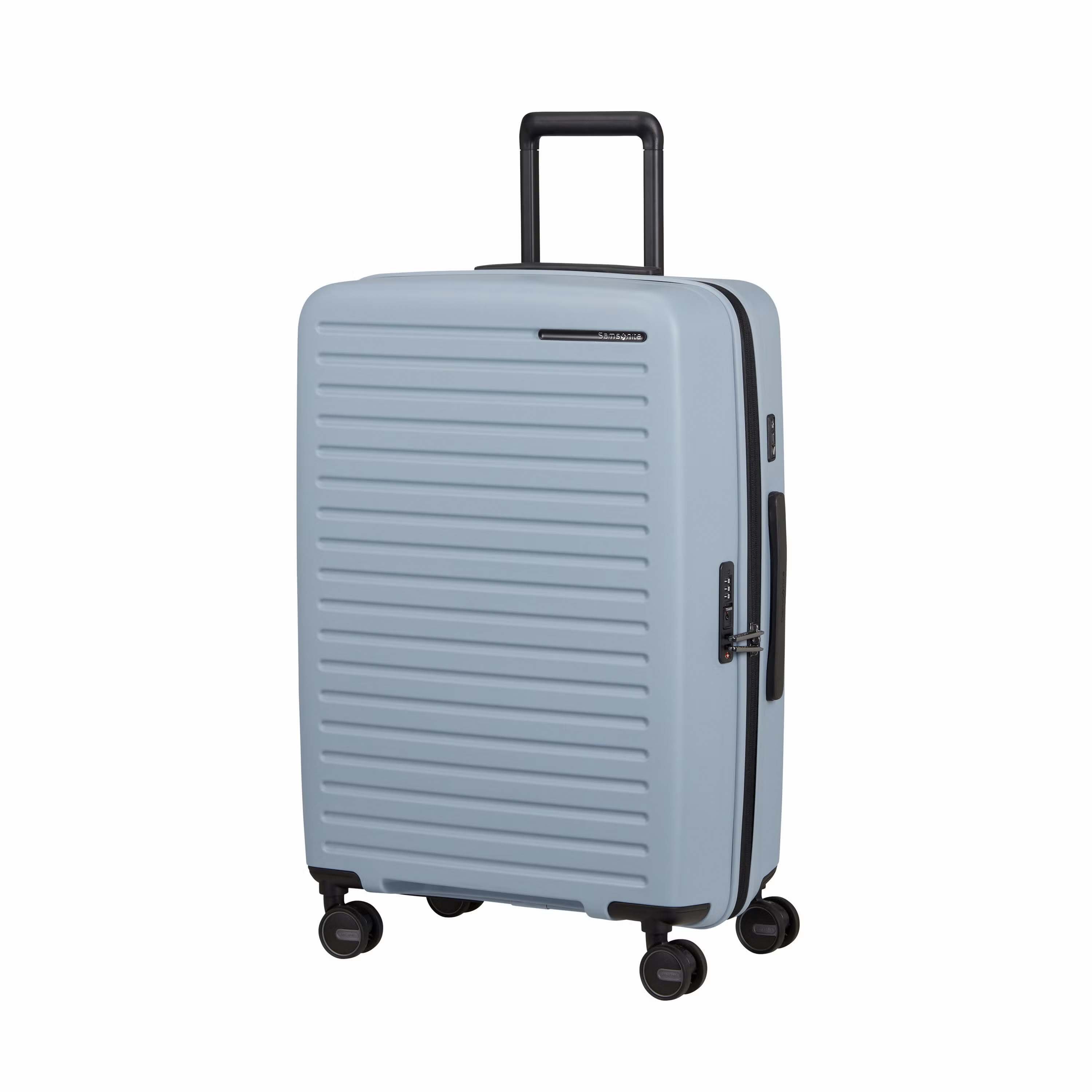 Samsonite Luggage Limited Edition: Fog Blue Samsonite Restackd Spinner Medium Expandable Luggage