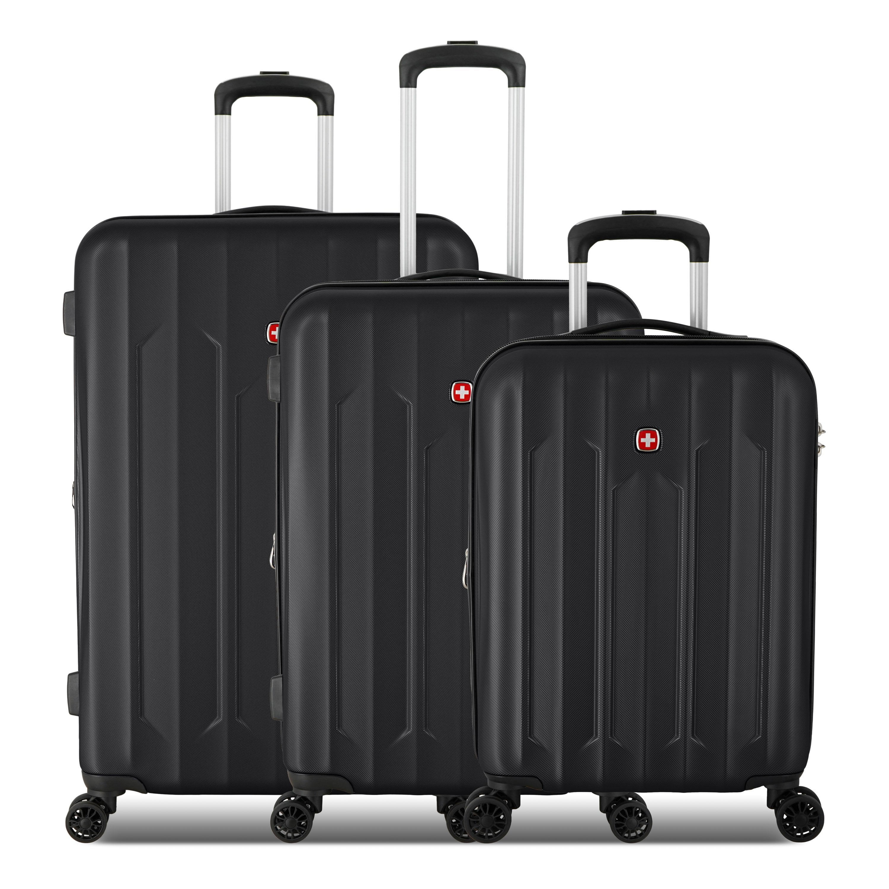 Swiss Gear Luggage Black Swiss Gear Chrome Reserve Expandable 3-Piece Spinner Luggage Set