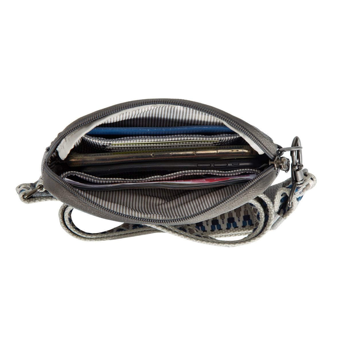 Travelon Cross-Body Bag Geo Gray Heather Travelon Anti-Theft Boho Phone Sling - Geo Gray Heather