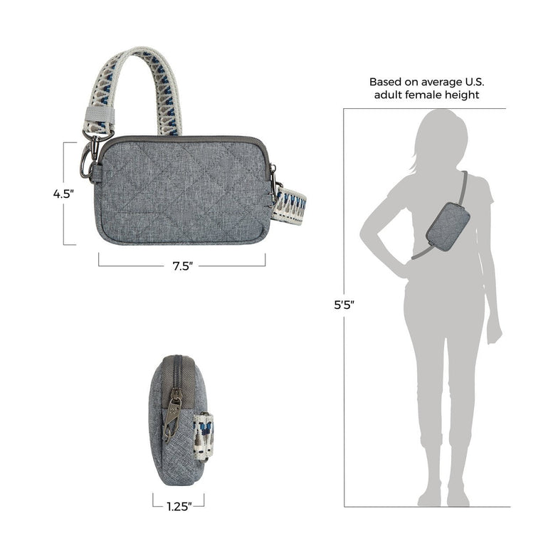 Travelon Cross-Body Bag Geo Gray Heather Travelon Anti-Theft Boho Phone Sling - Geo Gray Heather