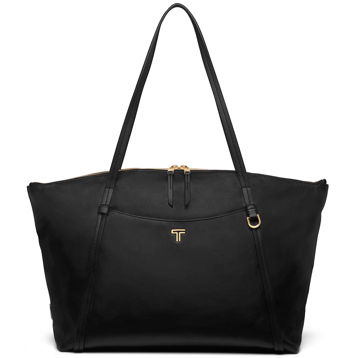 Tumi Tote Bag Black/Light Gold Tumi Voyageur Leather Q Tote