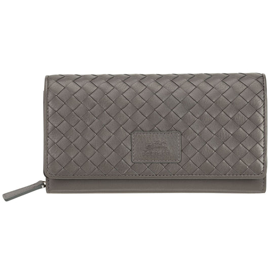 Mancini BASKET WEAVE RFID Secure Clutch Wallet - Grey