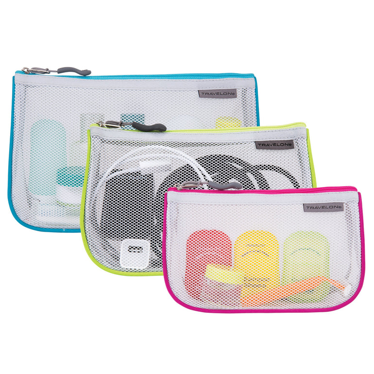 Travelon Set of 3 Assorted Piped Pouches - Brights