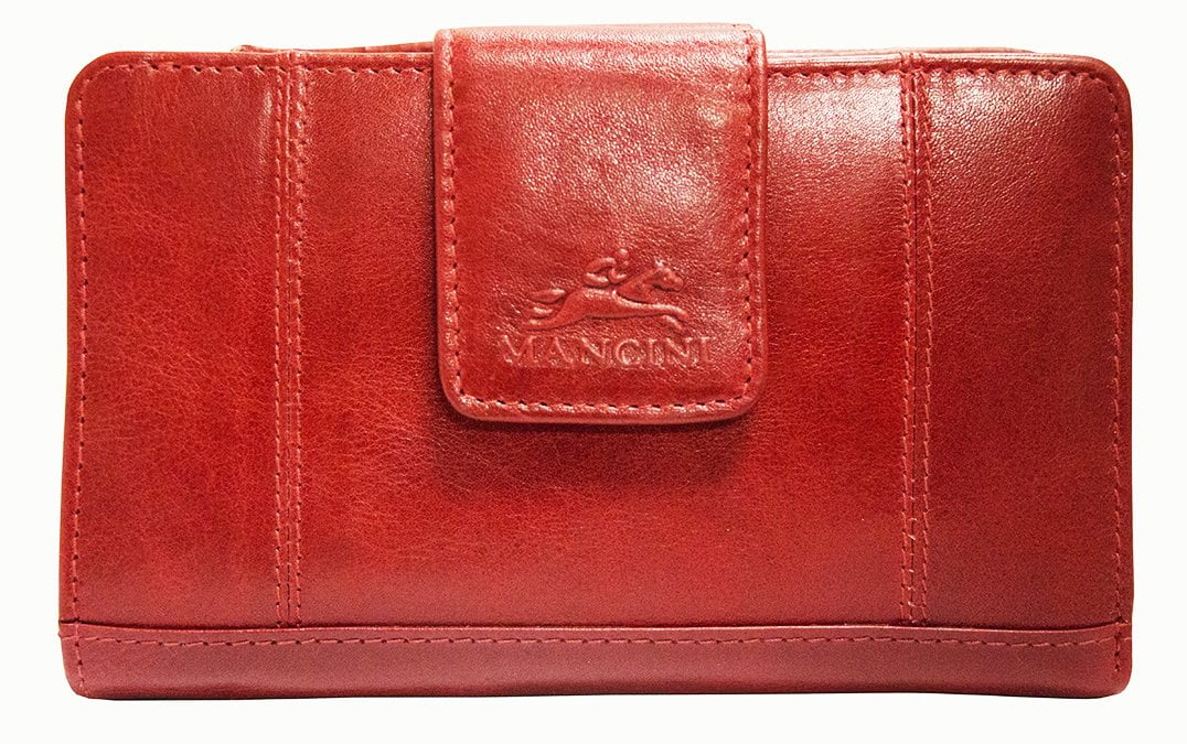 Mancini CASABLANCA Ladies' RFID Secure Medium Clutch Wallet - Red