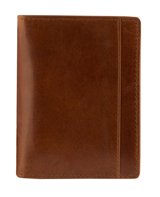 Mancini CASABLANCA Collection Men’s Unique Vertical Wing Wallet (RFID Secure) - Cognac