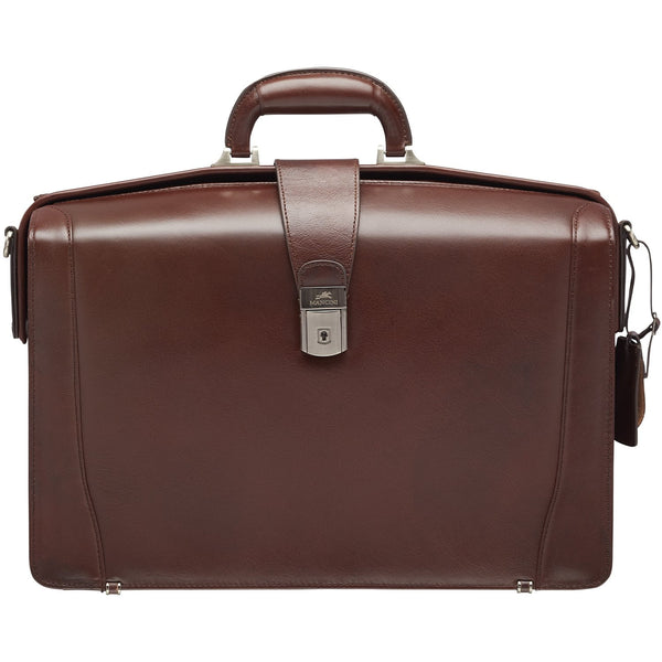 Mancini BEVERLY HILLS Luxurious Briefcase with RFID Secure Pocket for 17.3” Laptop - Brown