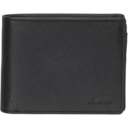 Mancini BUFFALO RFID Secure Center Wing Billfold - Black