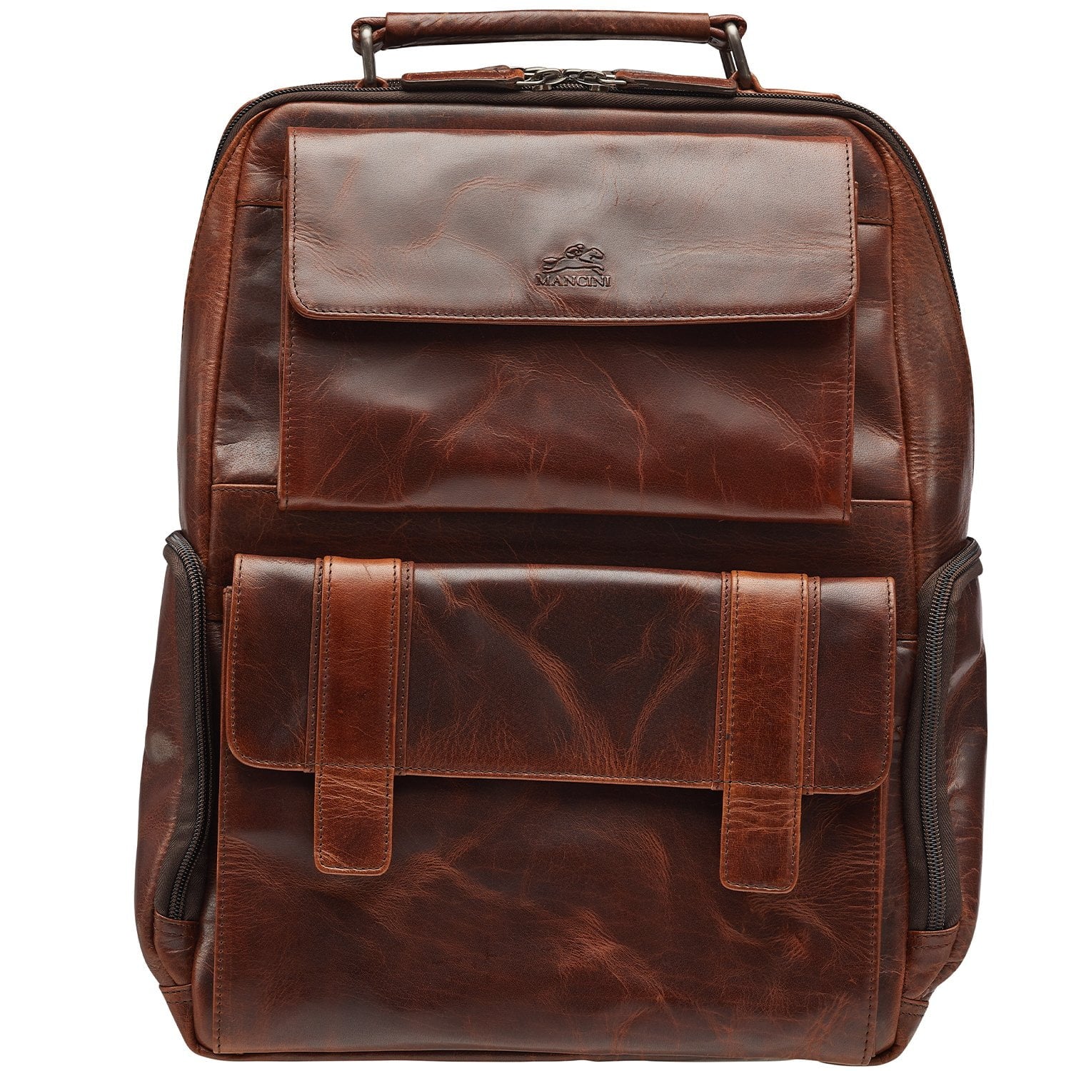 Mancini BUFFALO Backpack with RFID Secure Pocket for 15.6” Laptop  - Brown