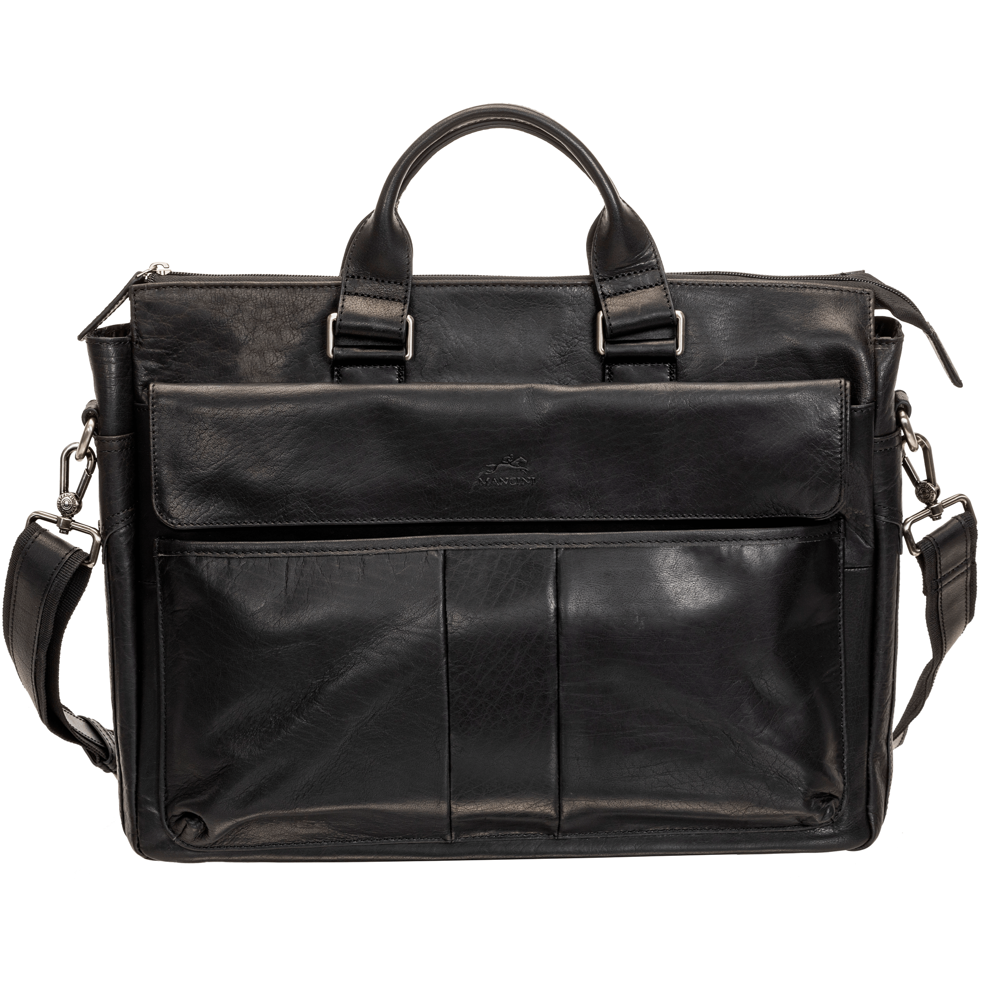 Mancini BUFFALO Single Compartment Briefcase with RFID Secure Pocket for 15.6” Laptop / Tablet - Black