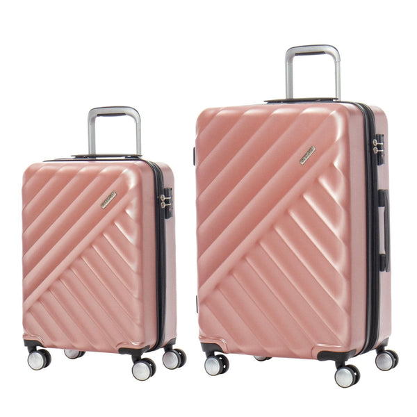 American Tourister Crave Collection Ensemble de 2 valises extensibles spinner (bagage de cabine et valise moyenne) - Rose Gold