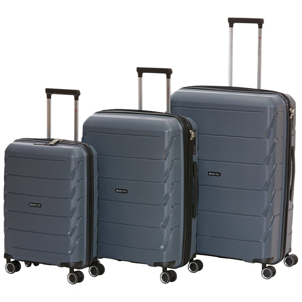 Mancini Melbourne Collection Expandable Polypropylene Spinner Luggage - Grey