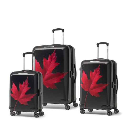 Samsonite Canadian Collection 3 Piece Spinner Luggage Set - Maple Leaf Red/Black