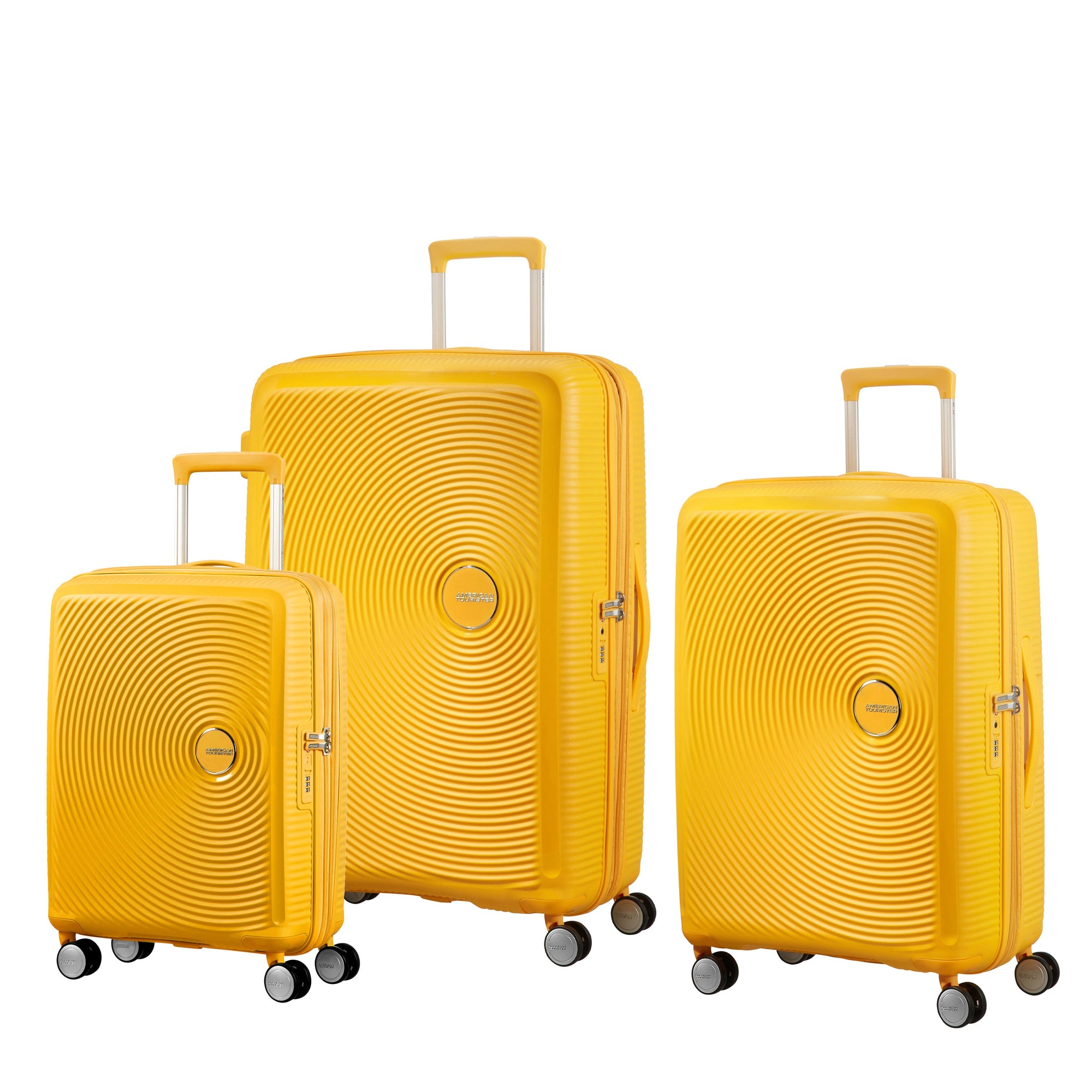 American Tourister Curio 3 Piece Nested Spinner Expandable Set - Golden Yellow