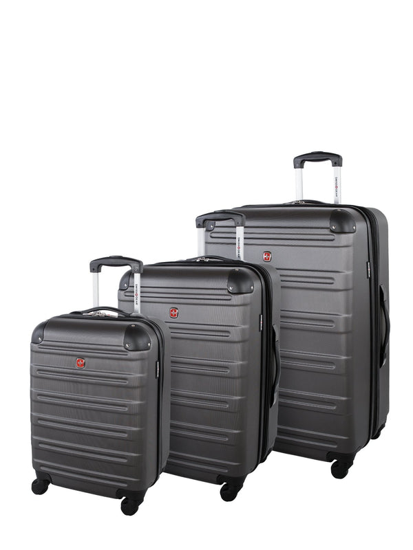 Swiss Gear Basodino Collection 3 Piece Upright Expandable Spinner Luggage Set - Charcoal