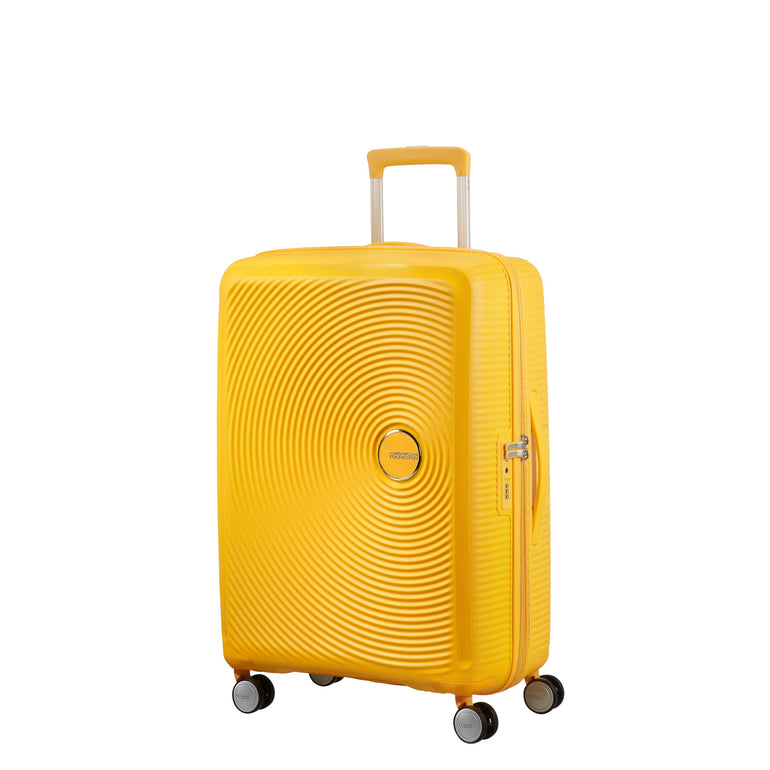 American Tourister Luggage Golden Yellow American Tourister Curio Spinner Medium Expandable Luggage