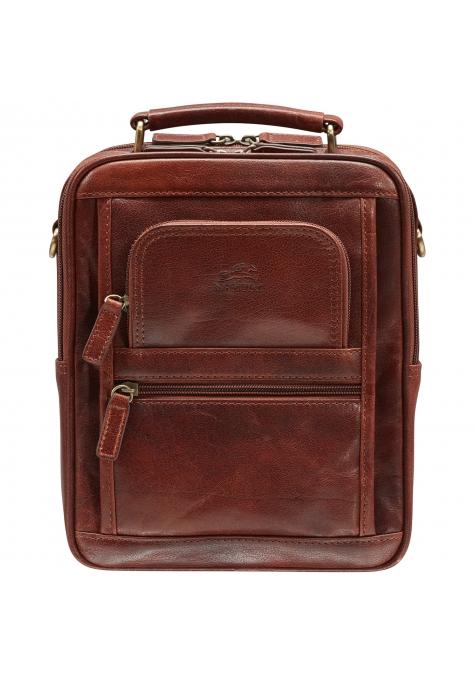 Mancini ARIZONA Large Unisex Bag with Zippered Rear Organizer - Cognac