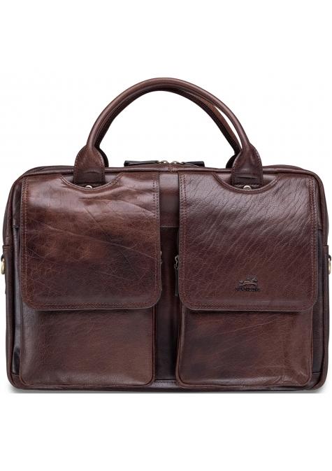 Mancini ARIZONA Double Compartment Briefcase for 15.6 Inch Laptop and Tablet - Brown