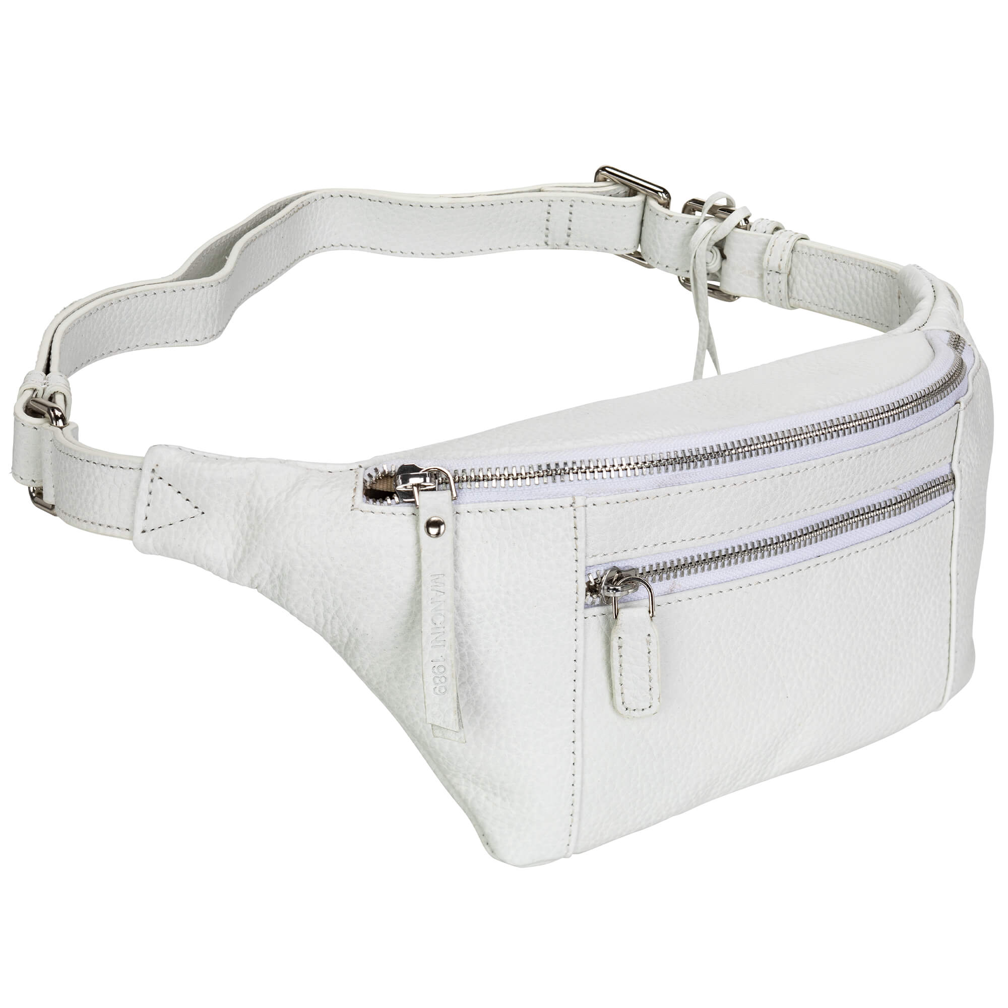 Mancini Pebbled Waist Bag - White