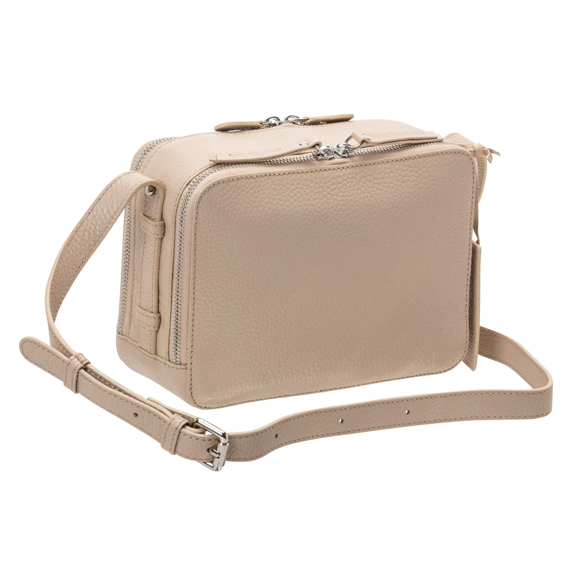 Mancini Handbags Bone Mancini Pebbled Rachel Camera Style Leather Crossbody Bag