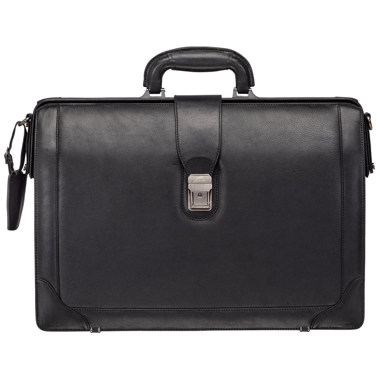 Mancini Laptop Briefcase Black Mancini MILAN Luxurious Litigator Briefcase Pocket for 17.3” Laptop