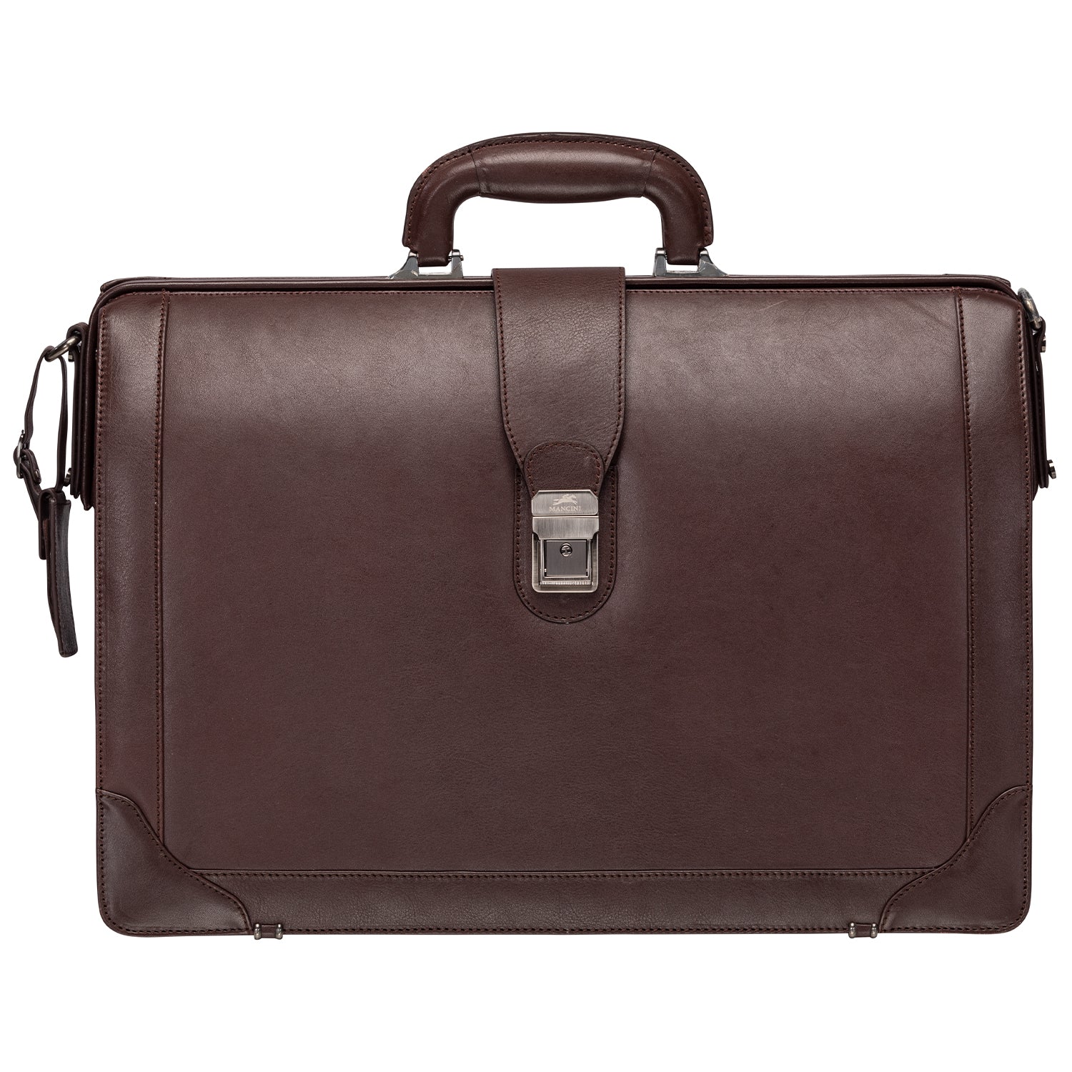 Mancini Laptop Briefcase Brown Mancini MILAN Luxurious Litigator Briefcase Pocket for 17.3” Laptop