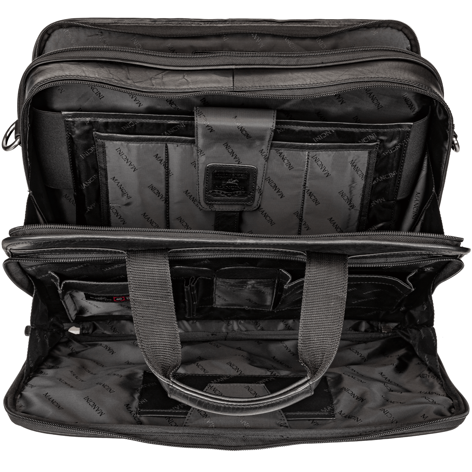 Mancini Laptop Briefcase Mancini BUFFALO Double Compartment Top Zipper 15.6” Laptop / Tablet Briefcase