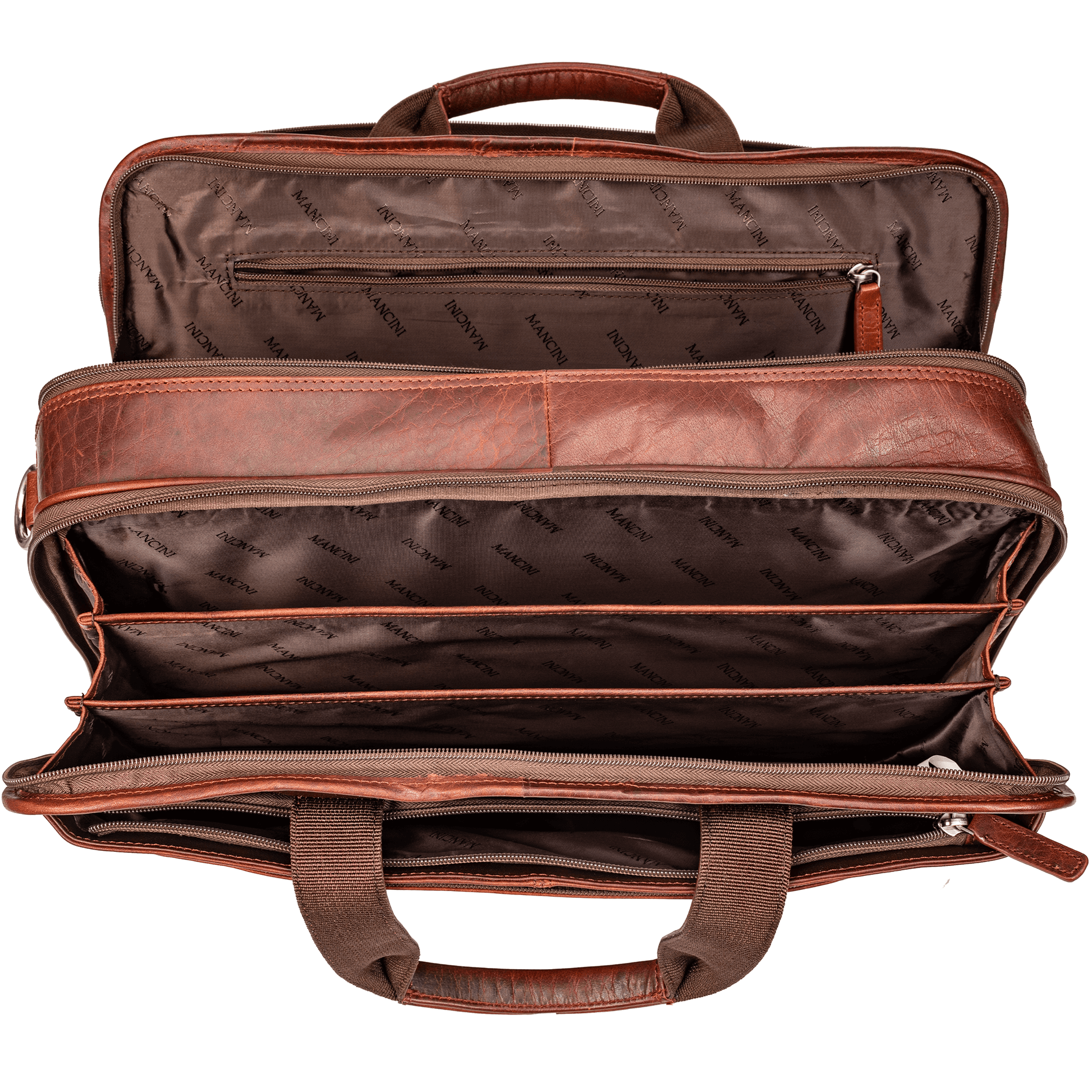 Mancini Laptop Briefcase Mancini BUFFALO Double Compartment Top Zipper 15.6” Laptop / Tablet Briefcase