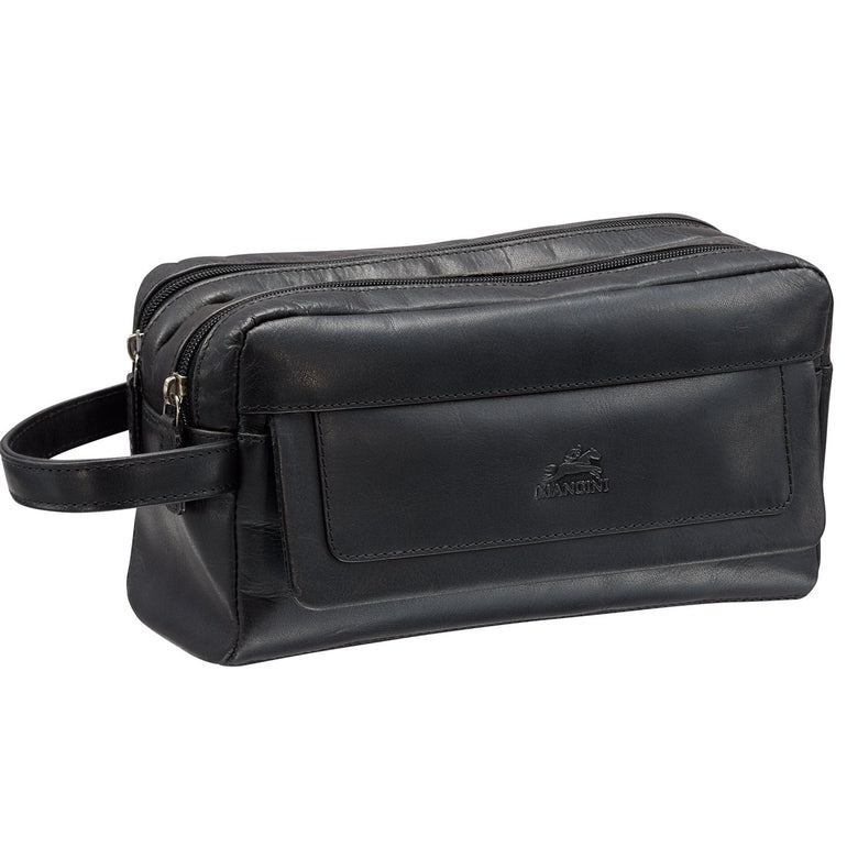 Mancini Toiletry kit Mancini BUFFALO Double Compartment Top Zipper Toiletry Kit