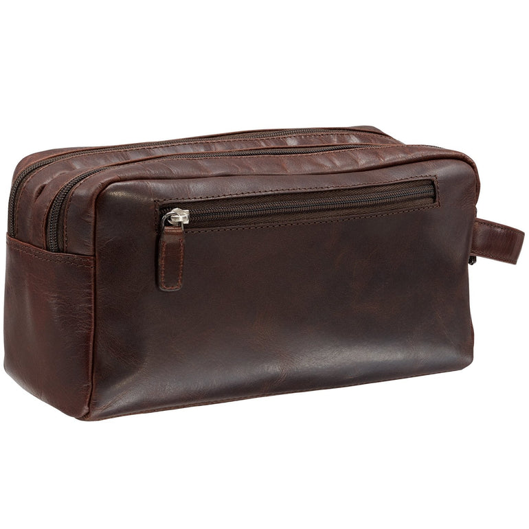 Mancini Toiletry kit Mancini BUFFALO Double Compartment Top Zipper Toiletry Kit