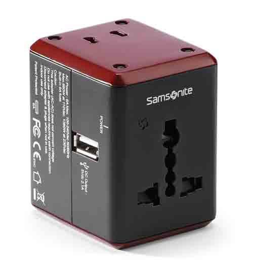 Samsonite Travel Accessories Black/Red Samsonite Worldwide Power Adapter with USB