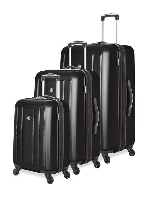 Swiss Gear ABS La Sarinne Lite 3 Piece Moulded Hardside Expandable Spinner Luggage Set - Black