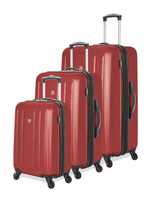 Swiss Gear ABS La Sarinne Lite 3 Piece Moulded Hardside Expandable Spinner Luggage Set - Oxblood