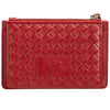 Mancini BASKET WEAVE RFID Secure Card Case and Coin Pocket - Red